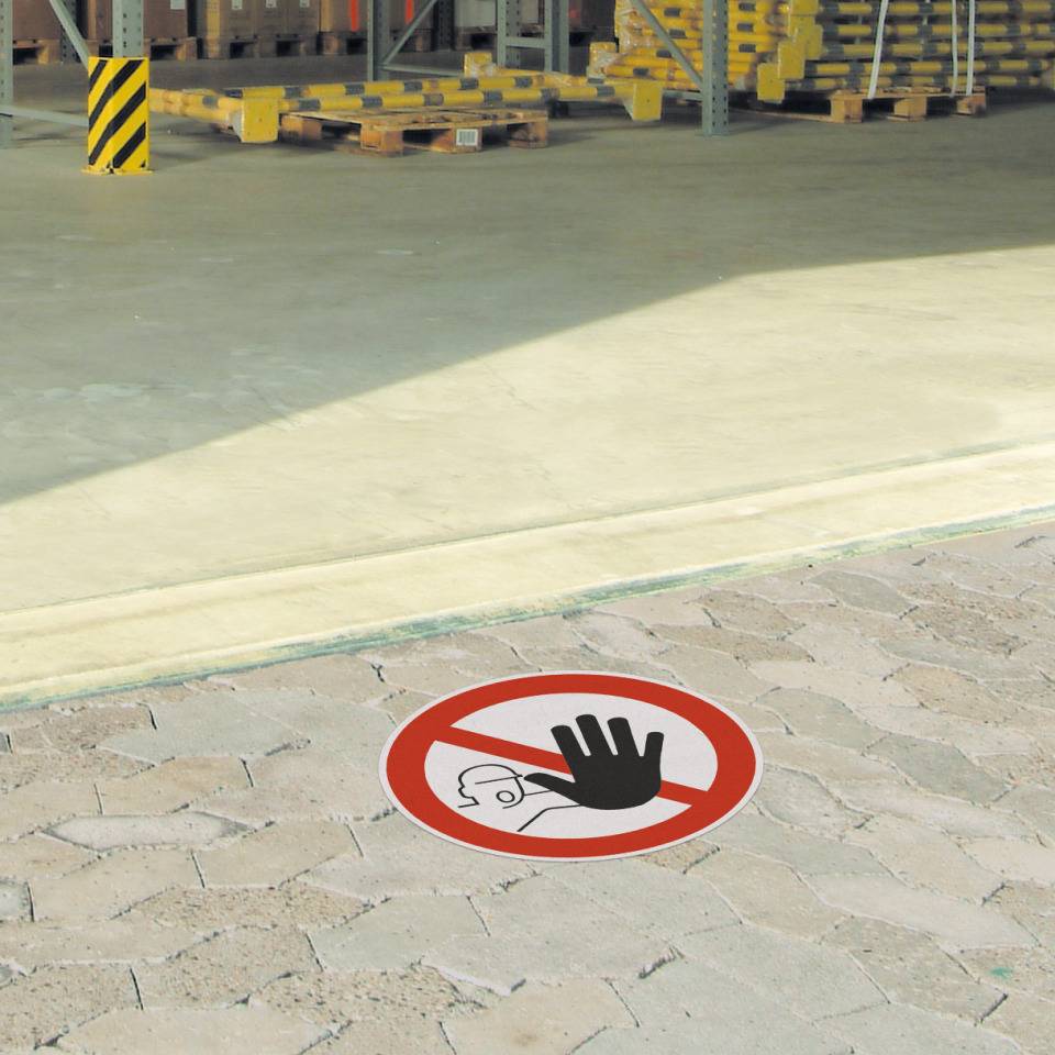 Bodenzeichen Zutritt für Unbefugte verboten,ASR,R10,Bodenmarkierungsfolie,Ø600mm