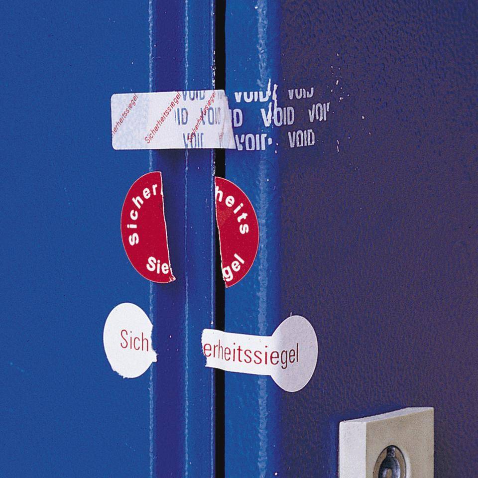 Sicherheitssiegel, RoHS-konform, weiß/rot, VOID-Folie, selbstklebend, 65x15mm, 30/Bogen