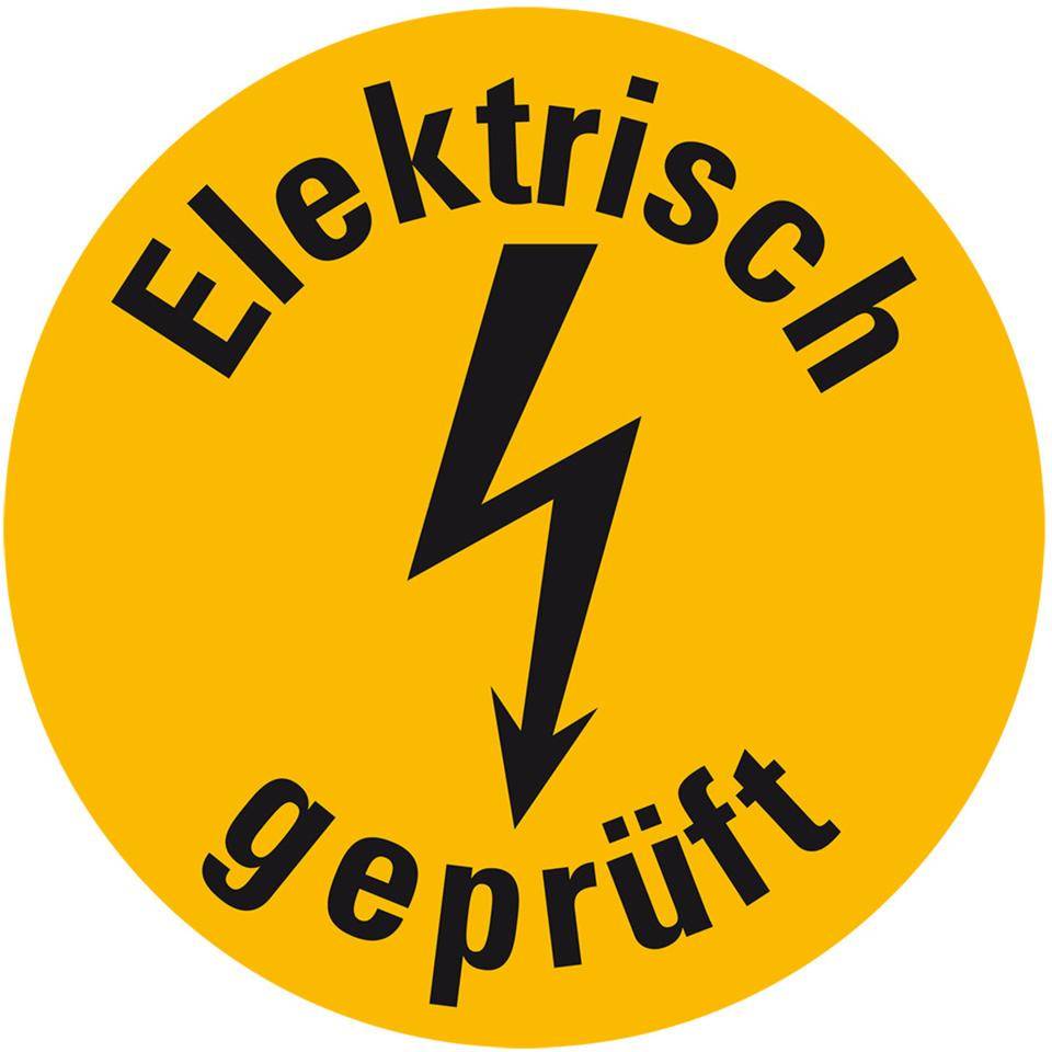 Prüfplakette Elektrisch geprüft Blitzpfeil, gelb, Dokumentenfolie, Ø10mm, 128/Bogen