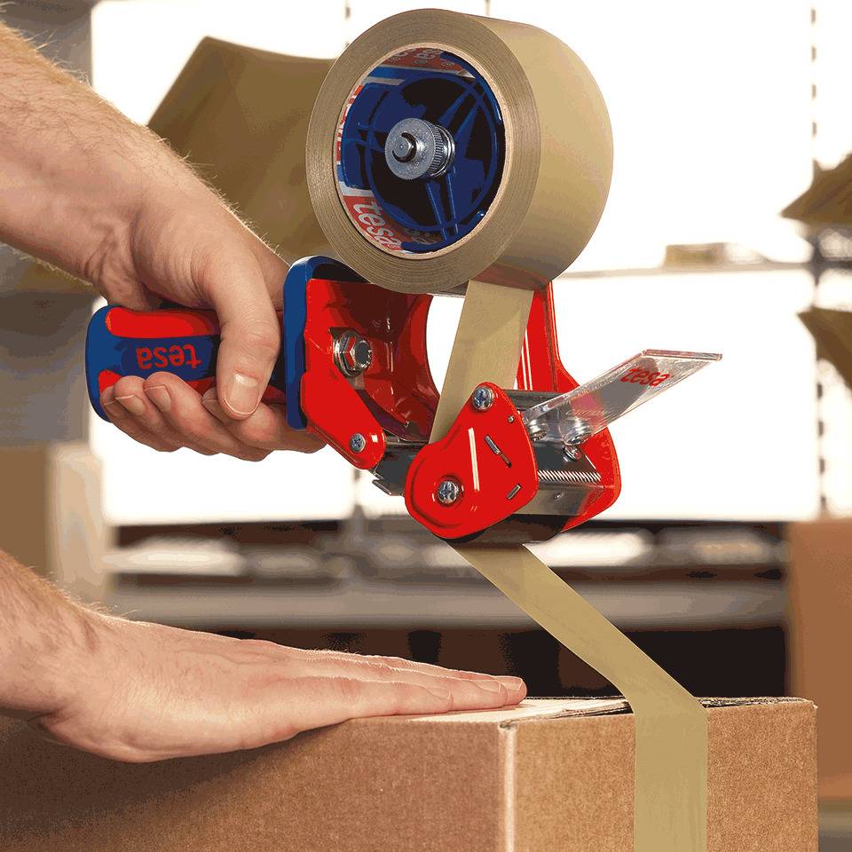 tesa® 6400 Handabroller COMFORT, verdecktes Messer, verstellb. Rollenbremse