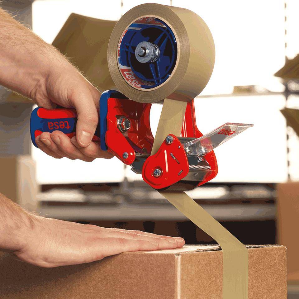 tesa® 6400 Handabroller COMFORT, verdecktes Messer, verstellb. Rollenbremse
