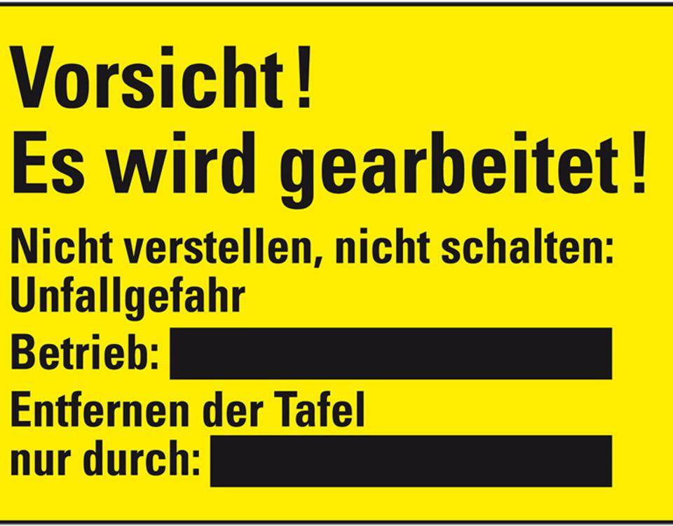 Schultafellack-Schild Vorsicht! Es wird ...!, gelb/schwarz, Kunststoff, 300x200mm