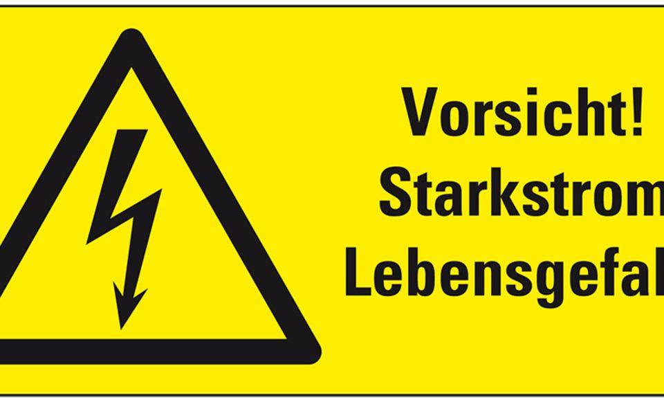 Warn-Kombischild Vorsicht! Starkstrom Lebensgefahr, praxisbewährt, Kunststoff, 300x200mm, BGV A8