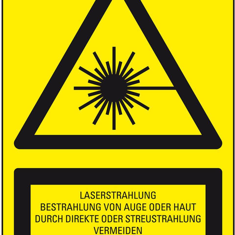 Warn-Kombischild Laserstrahlung Laser Klasse 4, Folie, selbstklebend, 150x200mm