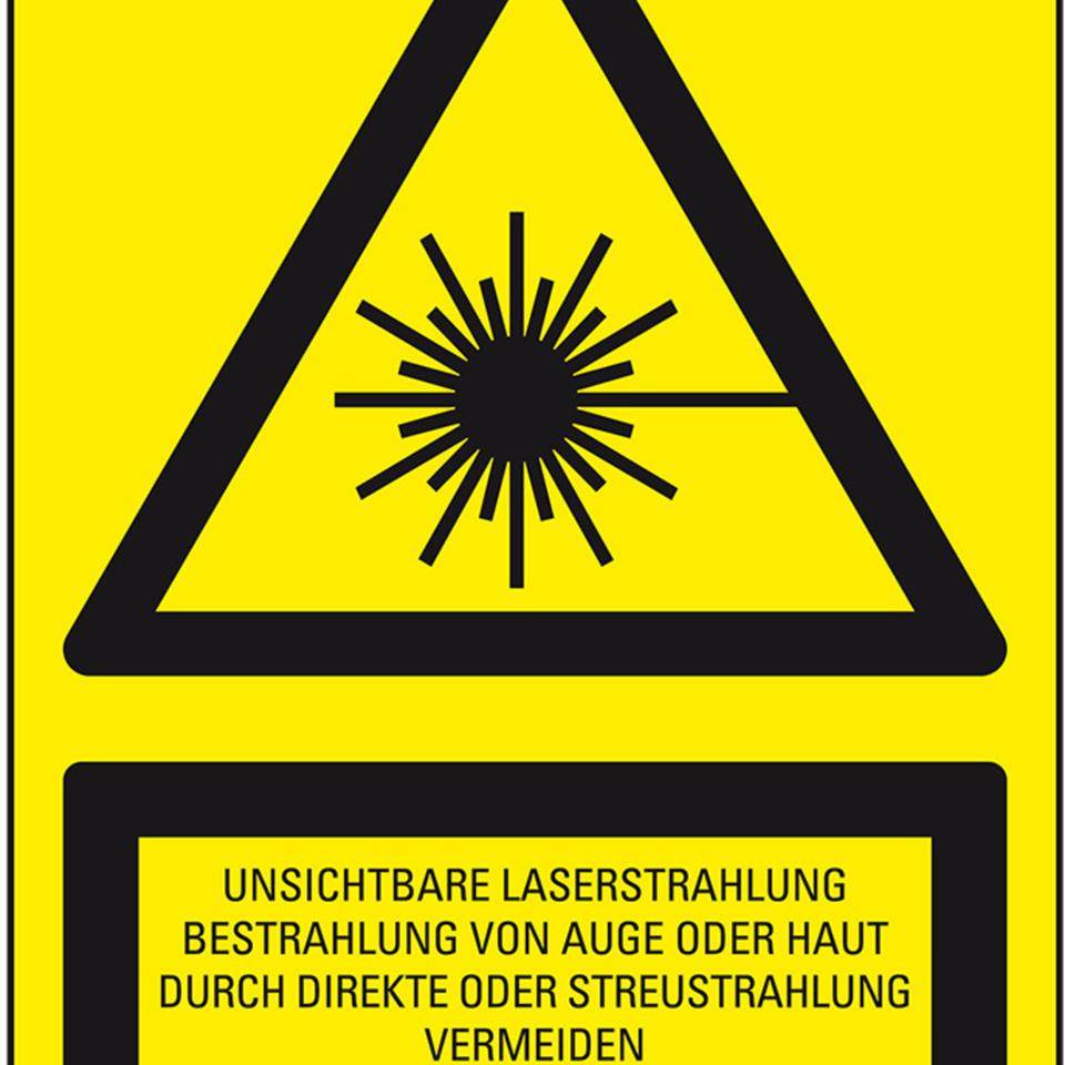 Warn-Kombischild Unsichtbare Laserstrahlung Klasse 4, Folie, selbstklebend, 150x200mm