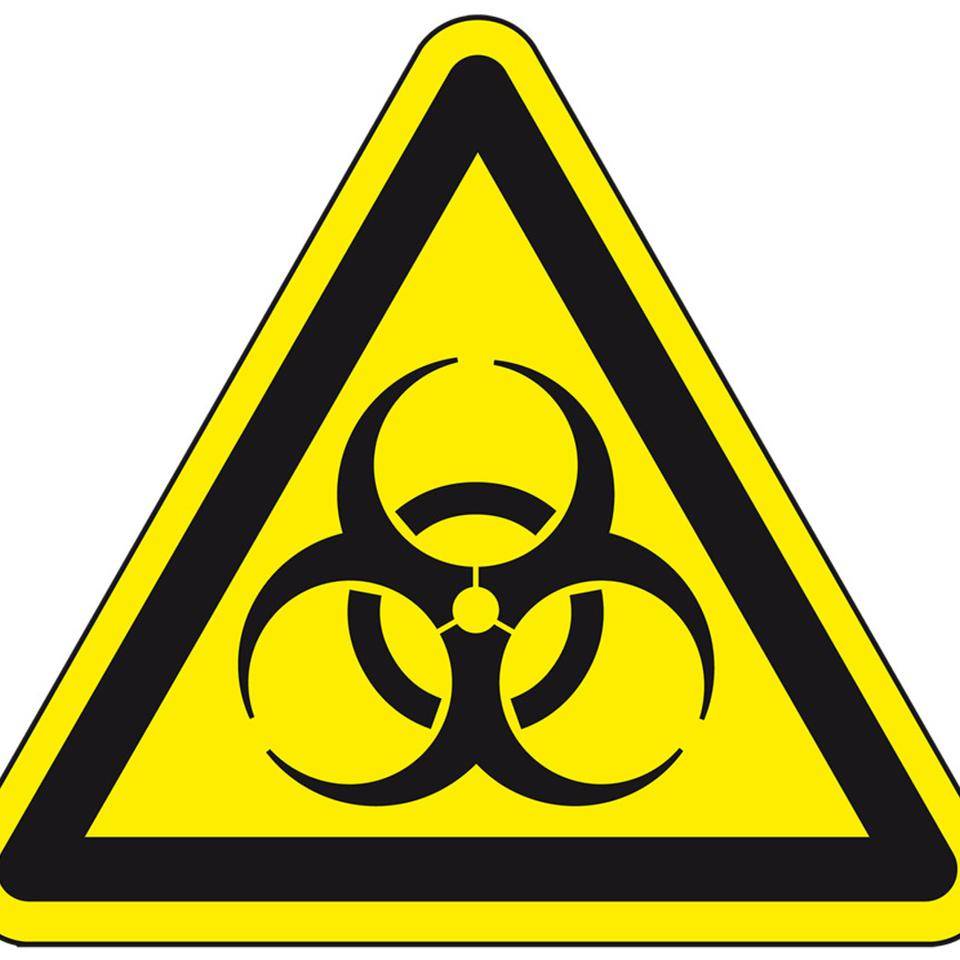 Warnschild Warnung vor Biogefährdung, Folie, selbstklebend, SL 200mm, ASR A1.3, DIN EN ISO 7010 W009