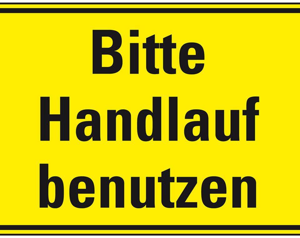 Hinweisschild Bitte Handlauf benutzen, Kunststoff, 300x200mm