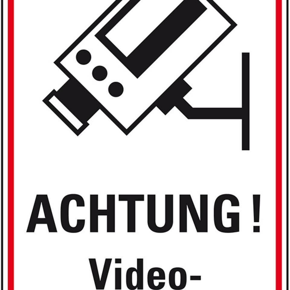 Hinweis-Kombischild Achtung! Videoüberwachung, Kunststoff, 200x300mm
