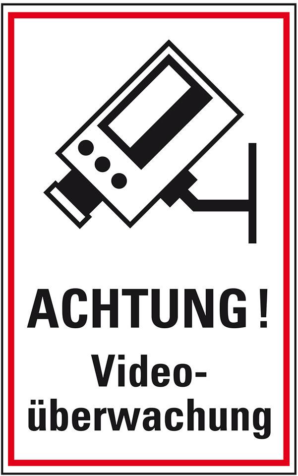 Hinweisschild Achtung! Videoüberwachung, Pikto, Folie, selbstklebend, 200x300mm