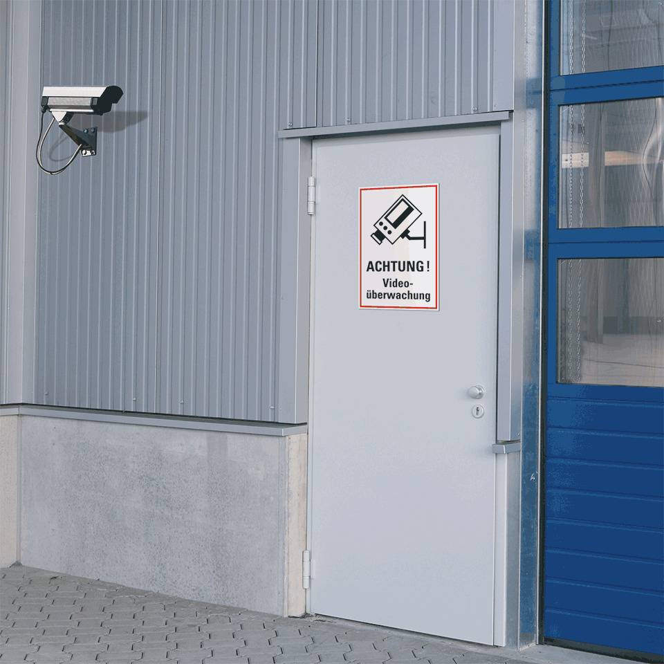 Hinweisschild Achtung! Videoüberwachung, Pikto, Folie, selbstklebend, 200x300mm
