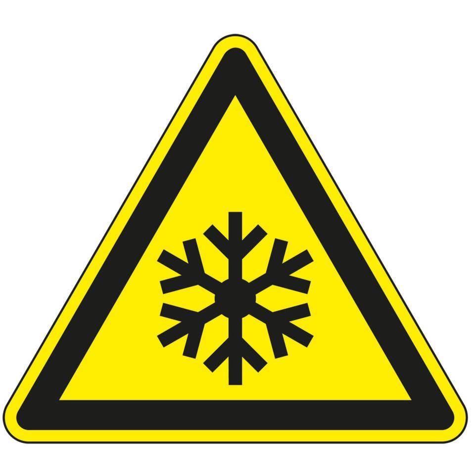 Warnschild Warnung vor niedriger Temperatur/Frost, ASR/ISO, Kunststoff, SL 100mm