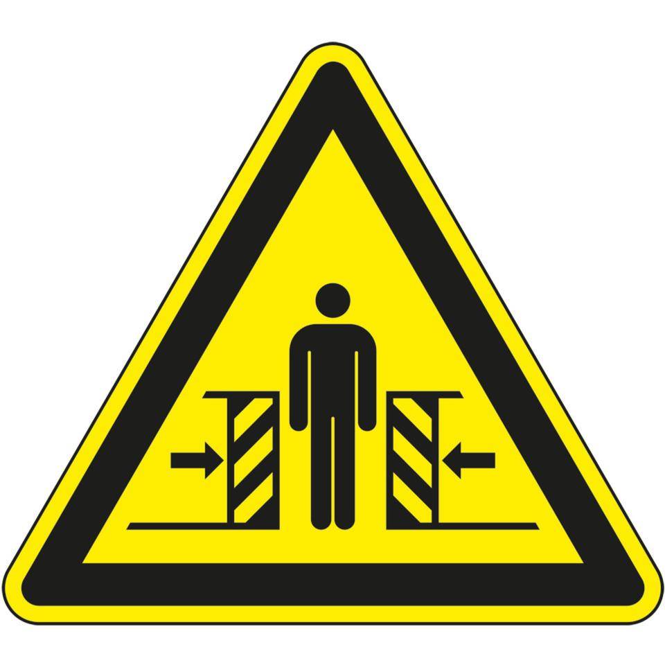 Warnschild Warnung vor Quetschgefahr, ASR/ISO, Kunststoff, SL 100mm