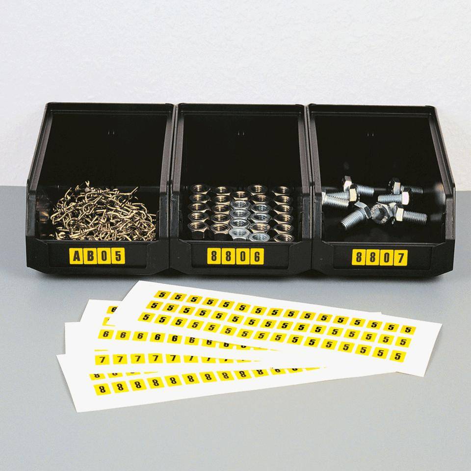 Kombipackung Ziffer 0-9, gelb/schwarz, Folie, SH 50mm, 22x57mm, 16 je Ziffer/VE