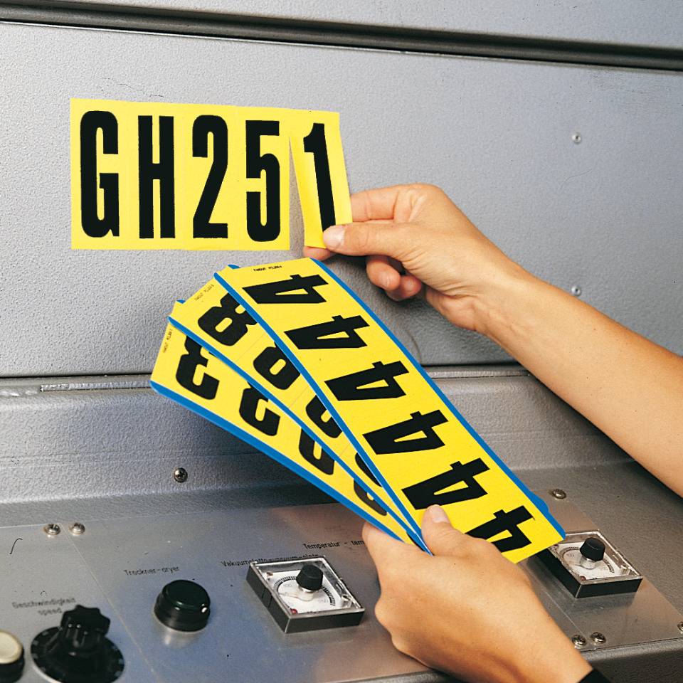 Kombipackung Buchstabe A-Z, gelb/schwarz, Folie, SH 95mm, 47x98mm, 4 je Buchstabe/VE