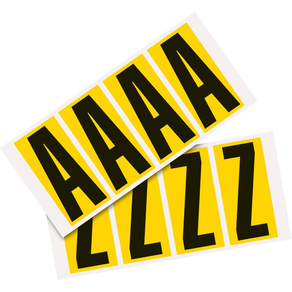 Kombipackung Buchstabe A-Z, gelb/schwarz, Folie, SH 95mm, 47x98mm, 4 je Buchstabe/VE