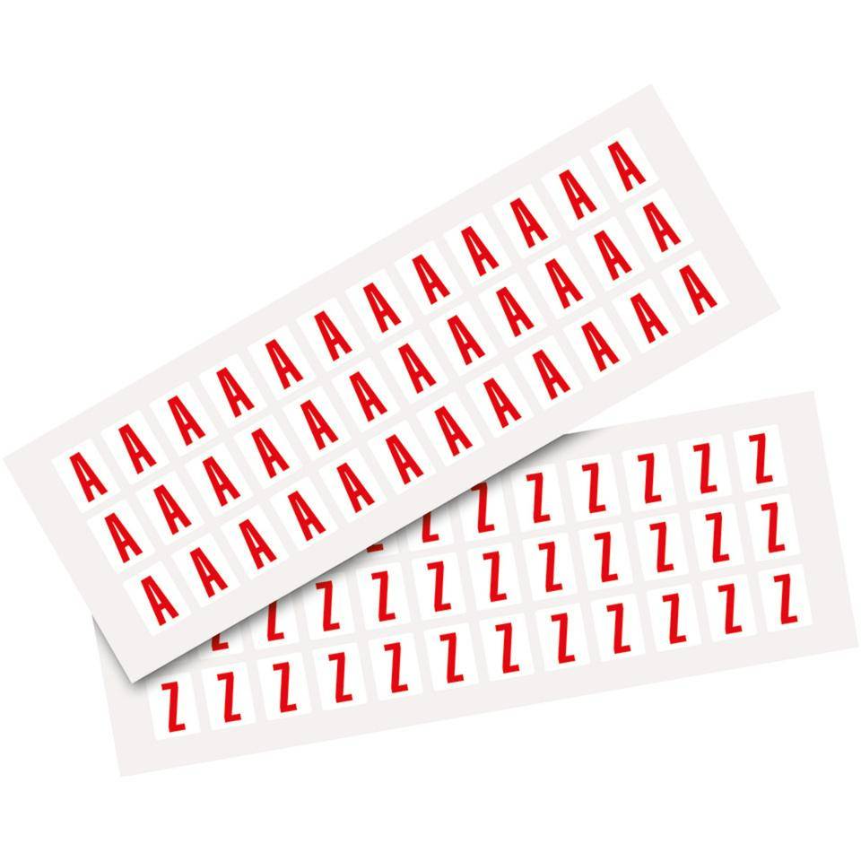 Kombipackung Buchstabe A-Z, weiß/rot, Folie, SH 15mm, 14x19mm, 36 je Buchst./VE