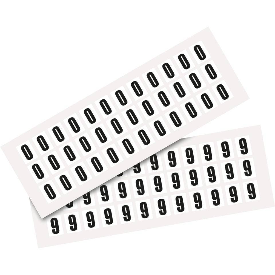 Kombipackung Ziffer 0-9, weiß/schwarz, Folie, SH 15mm, 14x19mm, 72 je Ziffer/VE