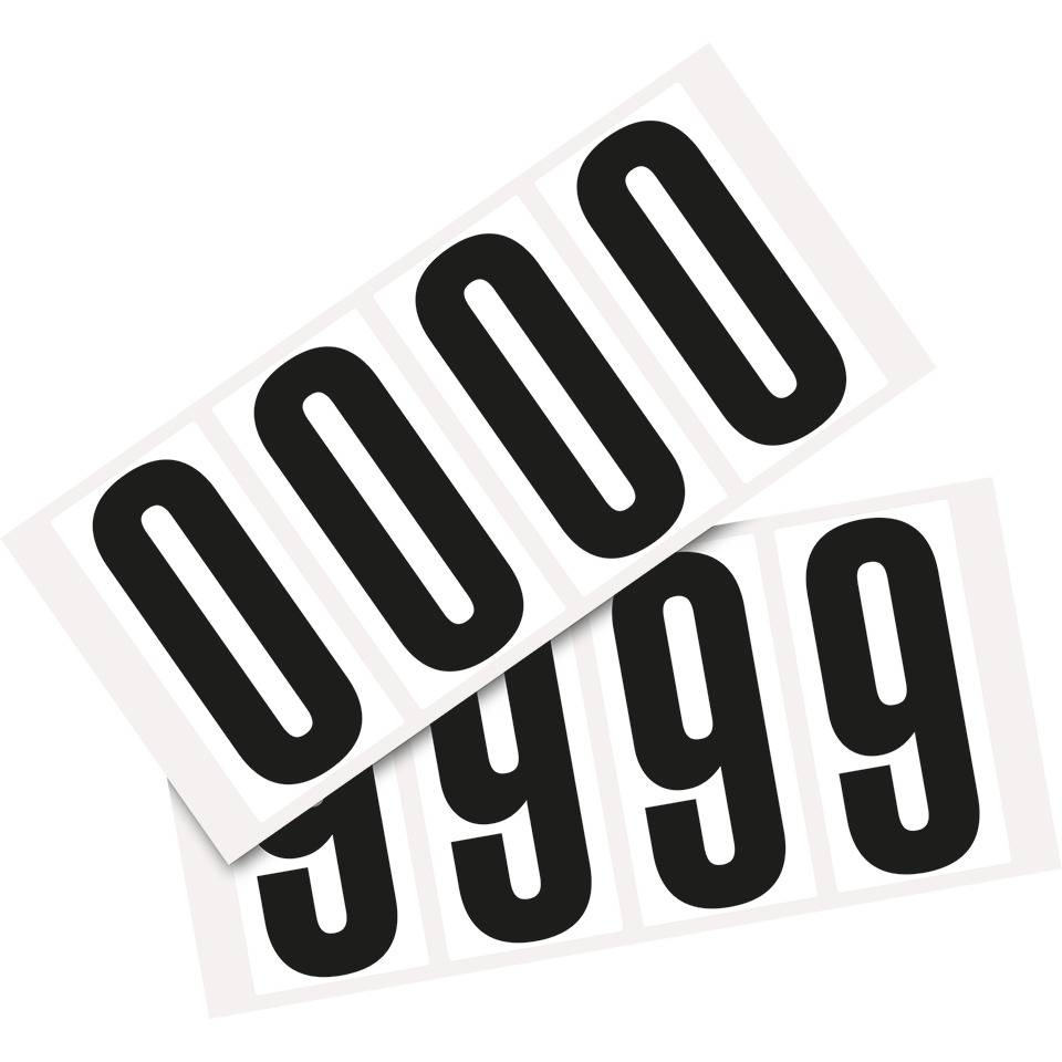 Kombipackung Ziffer 0-9, weiß/schwarz, Folie, SH 95mm, 47x98mm, 8 je Ziffer/VE