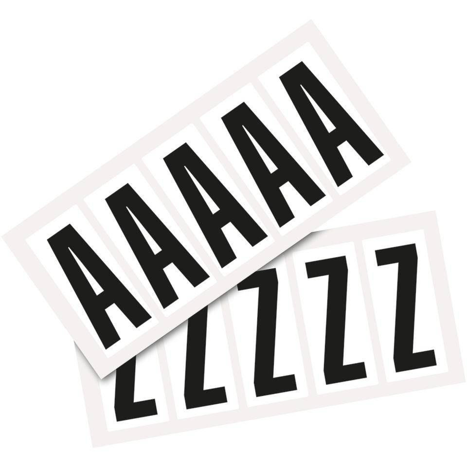 Kombipackung Buchstabe A-Z, weiß/schwarz, Folie, SH 75mm, 38x88mm, 5 je Buchst./VE