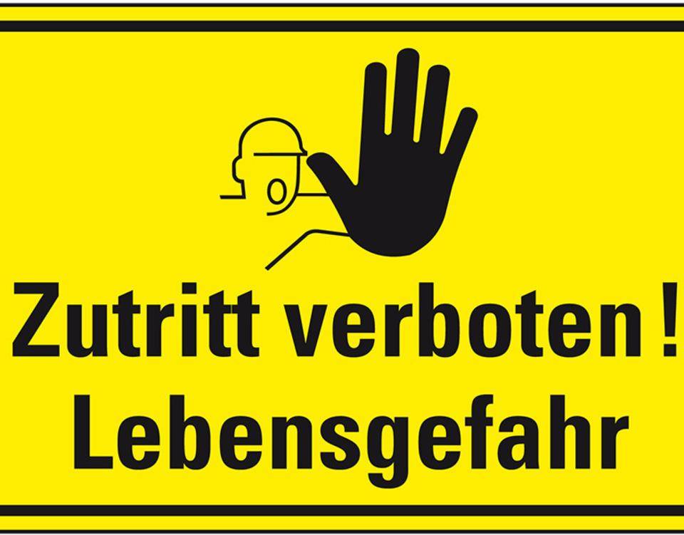Hinweisschild Zutritt verboten! Lebensgefahr, Folie, selbstklebend, 300x200mm