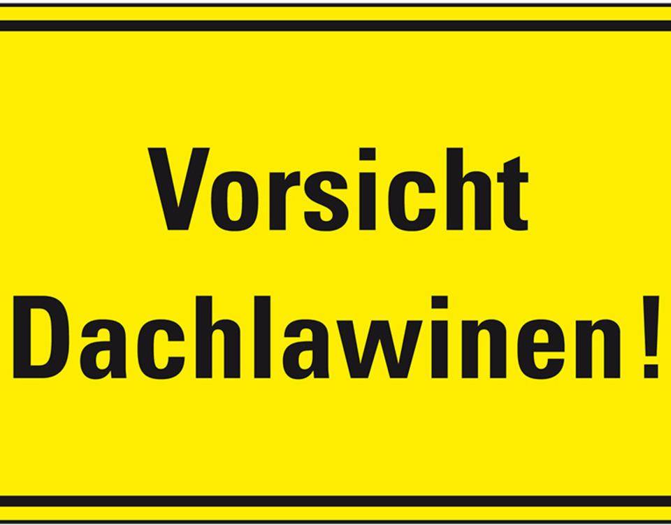 Hinweisschild Vorsicht Dachlawinen!, gelb/schwarz, Kunststoff, 300x200mm