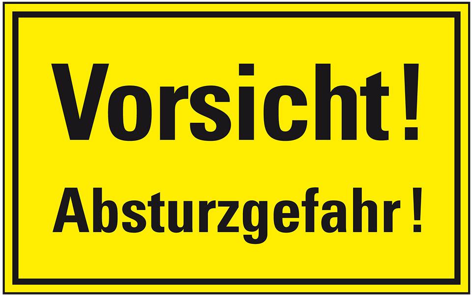 Hinweisschild Vorsicht! Absturzgefahr!, Kunststoff, 300x200mm