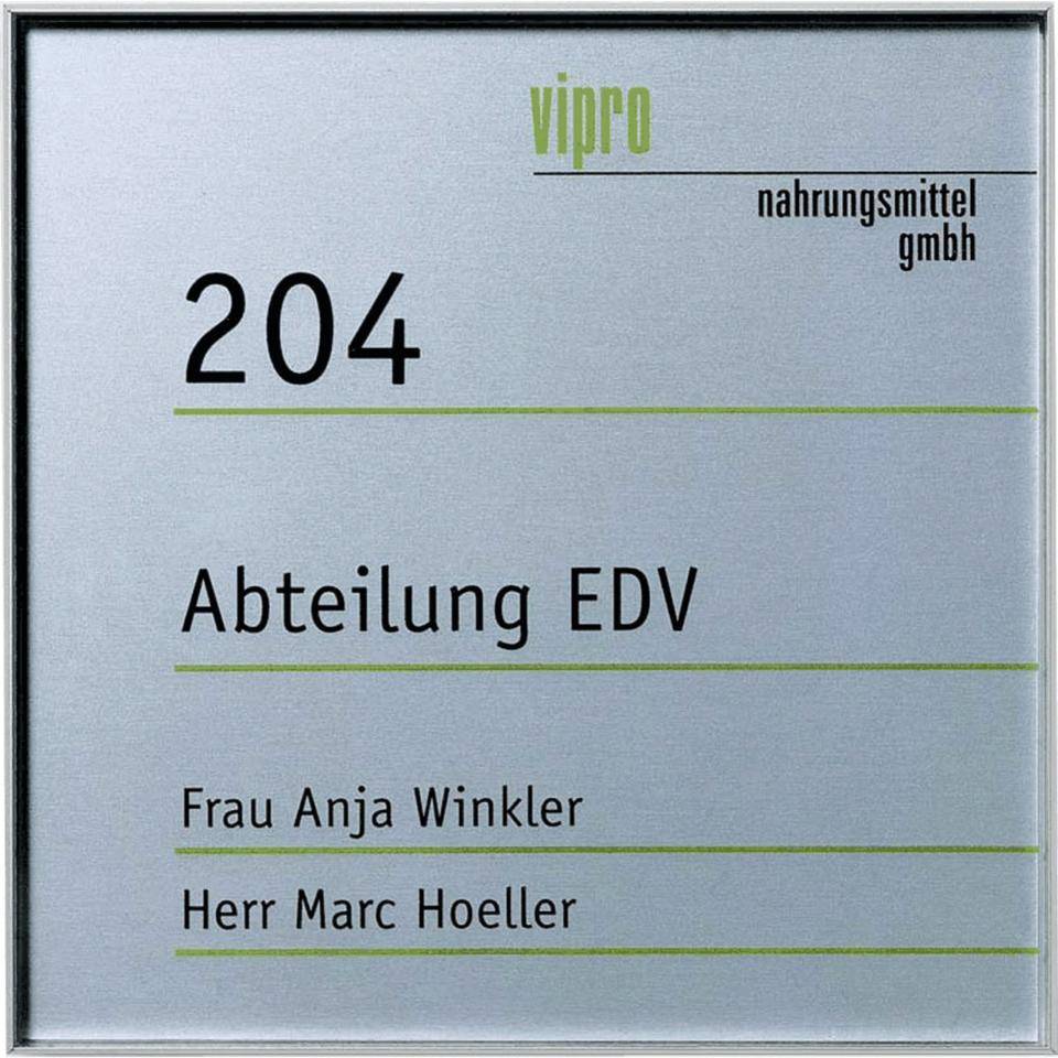 Türschild Unitex L, silber, eloxiertes Aluminium, inkl. Befestigung, 155x155mm