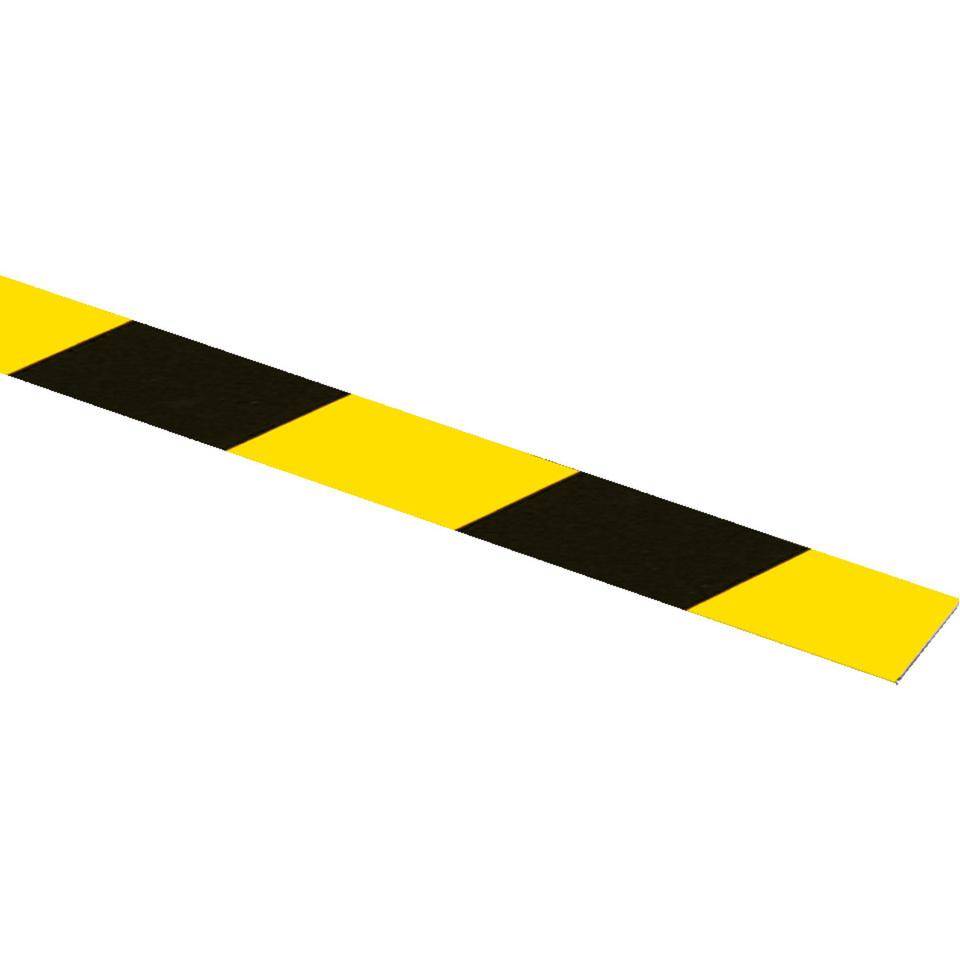 Flachmarkierung, linksweisend, gelb/schwarz schraffiert, Aluminium, 50x990mm, ASR A1.3