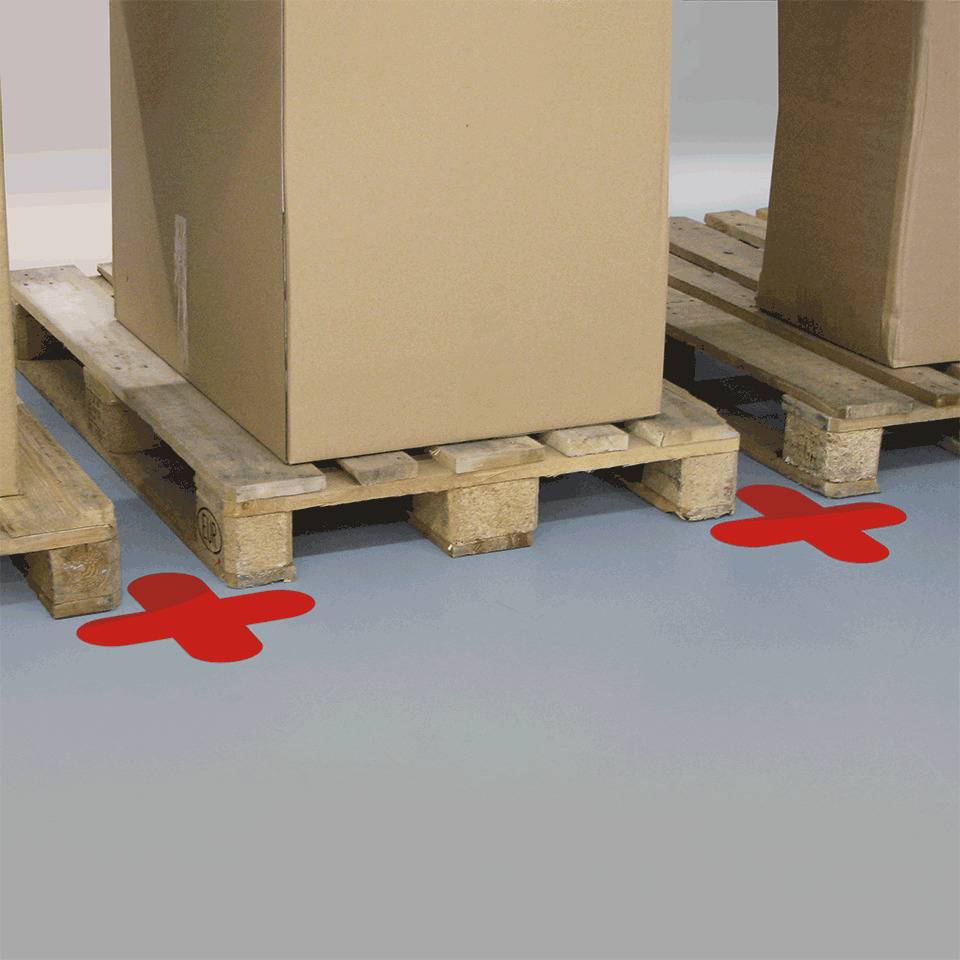 Stellplatzmarkierung X-Stücke, Rutschhemmung R10, rot, Spezial-Kunststoff, 320x320x100mm, 10/VE