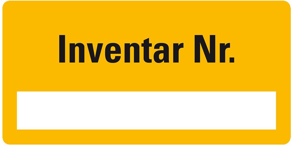 Inventaretikett Inventar-Nr., gelb, Dokumentenfolie, Spezialkleber, 40x20mm, 16/Bogen