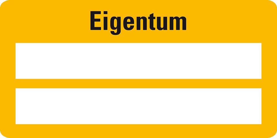 Inventaretikett Eigentum, gelb, Dokumentenfolie, selbstklebend, 60x30mm, 9/Bogen