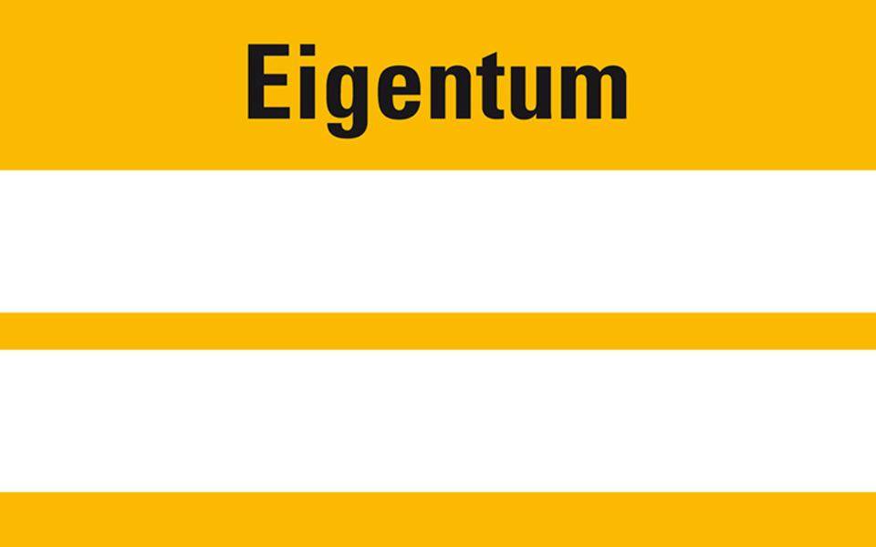 Inventaretikett Eigentum, gelb, Dokumentenfolie, selbstklebend, 60x30mm, 9/Bogen