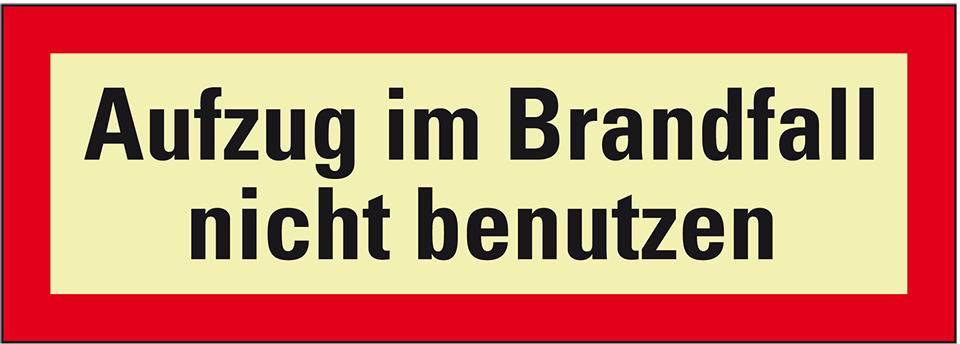 PERMALIGHT® power langnachleuchtend Feuerwehrz. Aufzug im Brandfall nicht ben., Aluminium, 210x74mm, DIN 4066