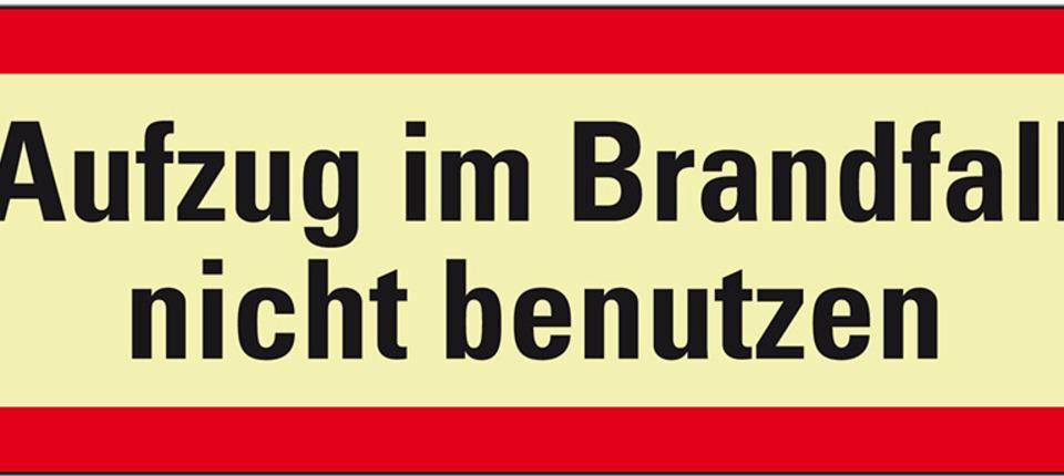 PERMALIGHT® power langnachleuchtend Feuerwehrschild Aufzug im Brandfall nicht benutzen, Folie, 297x105mm