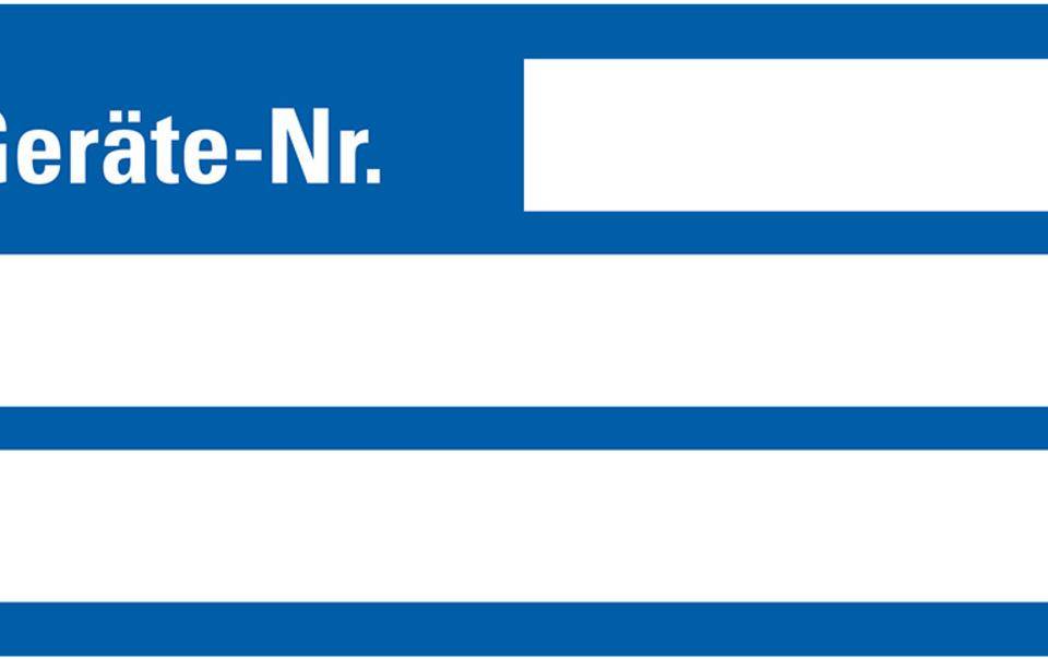 Inventaretikett Geräte-Nr., blau, Dokumentenfolie, selbstklebend, 50x25mm, 9/Bogen
