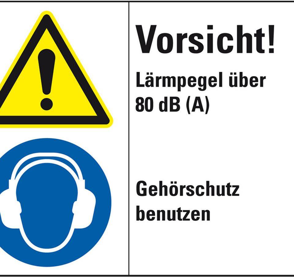 Kombischild Vorsicht! Lärmpegel über 80 dB..., Folie, 200x150mm,ISO 3864-2