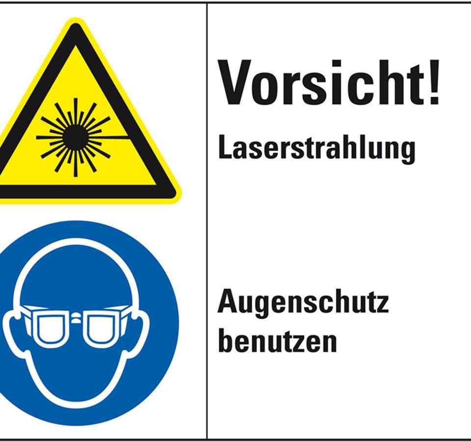 Kombischild Vorsicht! Laserstrahlung - Augen..., Folie, 200x150mm, ISO 3864-2
