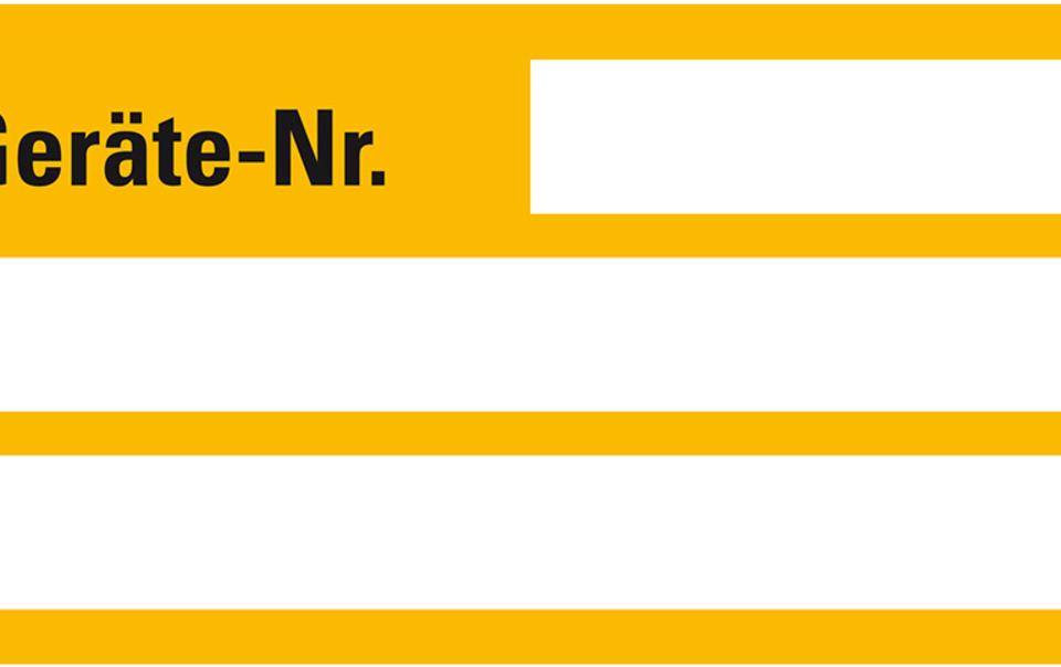 Inventaretikett Geräte-Nr., gelb, Dokumentenfolie, selbstklebend, 50x25mm, 9/Bogen