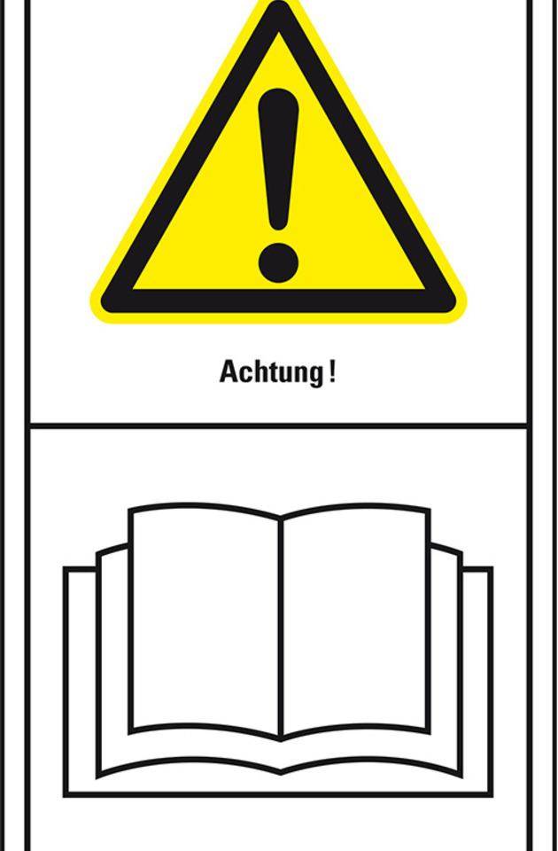 Maschinenkennzeichen Achtung! Bedienungsanleitung lesen, Folie, 100x200mm
