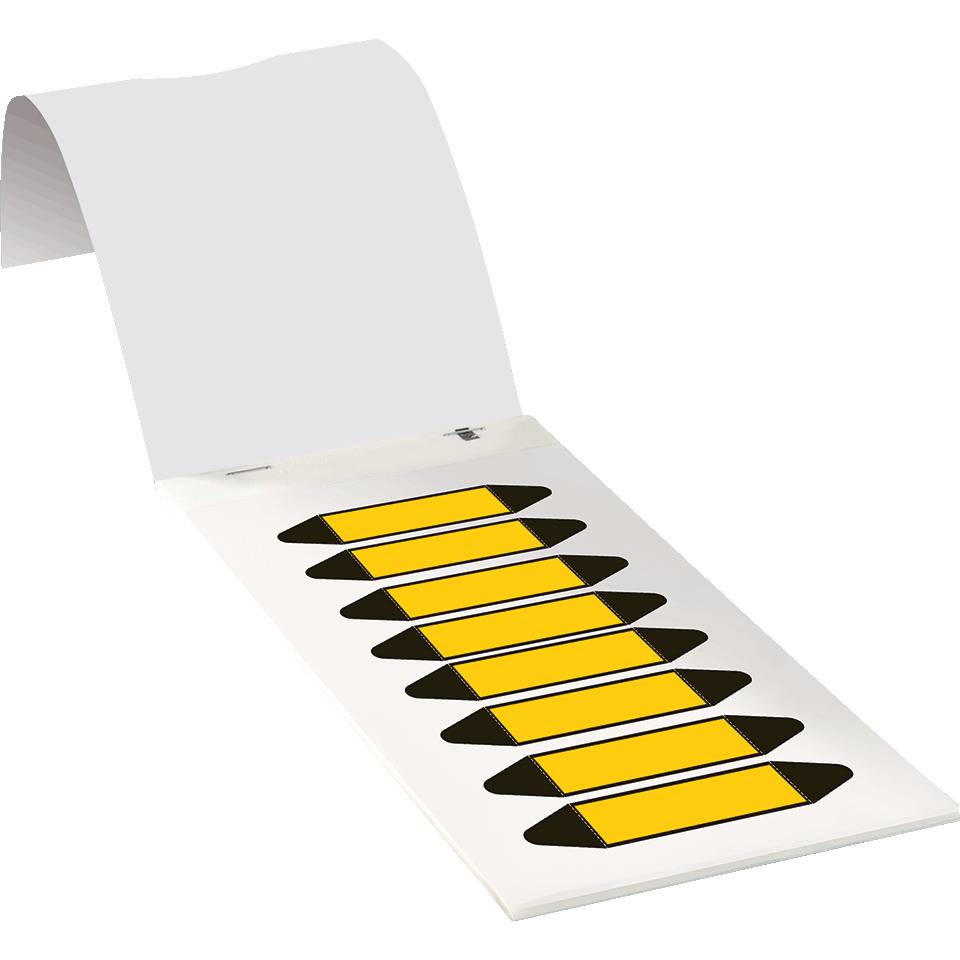 Rohrleitungsetikett zum Beschriften, gelb, Folie, 17x75mm, 80/Heft, DIN 2403