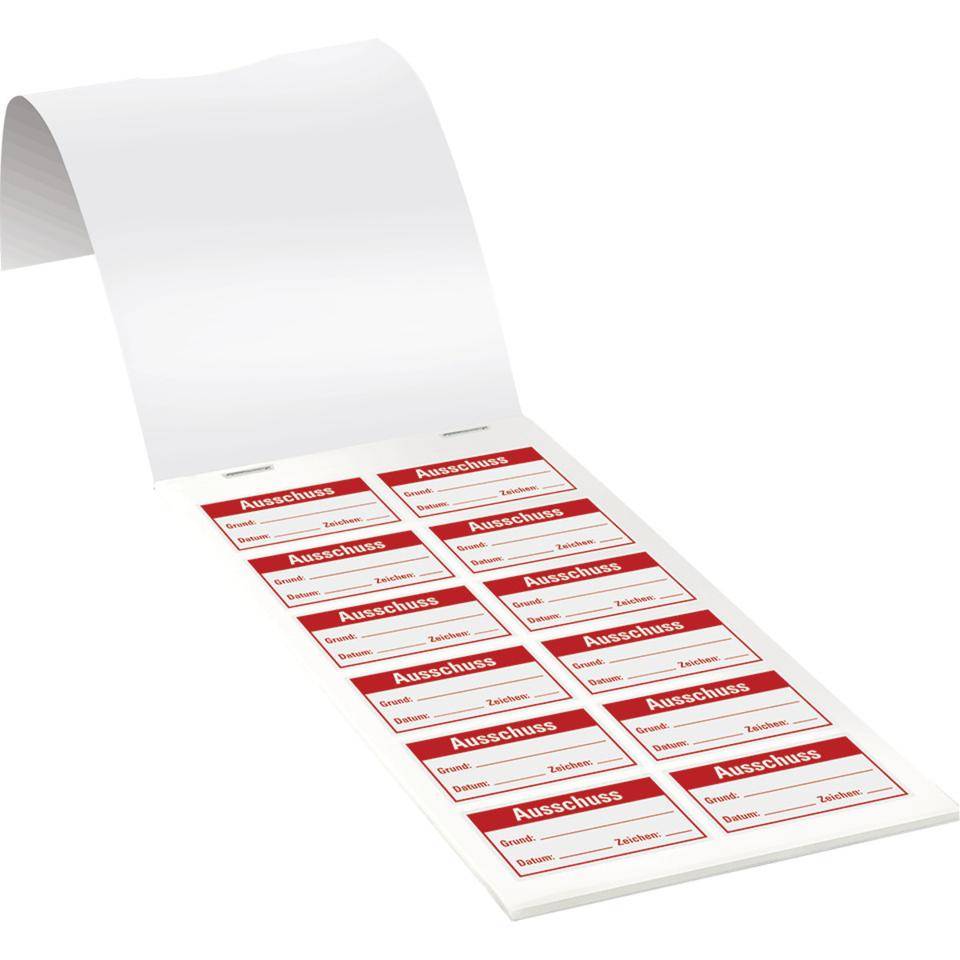Etikett für Qualitätskontrolle Ausschuss, Gewebefolie, 45x25mm, 120/Heft