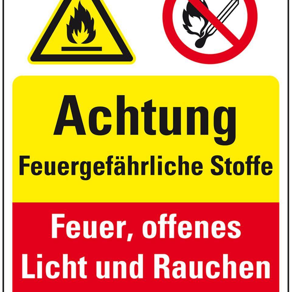 Sicherheits-Kombischild mit Symbolen, Feuergefährliche..., Kunststoff, 300x400mm