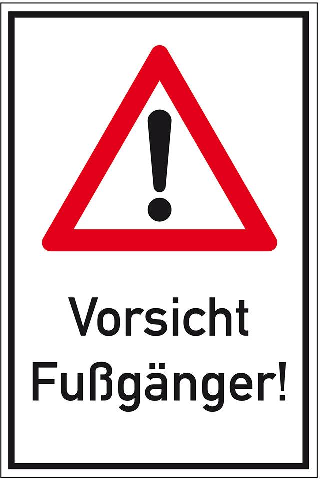 Kombischild Gefahrenstelle, Vorsicht Fußgänger!, Nr.101, Aluminium, 400x600mm