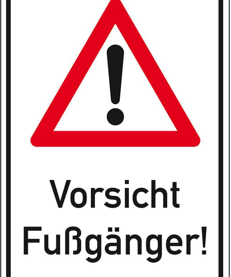 Kombischild Gefahrenstelle, Vorsicht Fußgänger!, Nr.101, Alu RA0, reflektierend, 600x900mm, DIN 67520