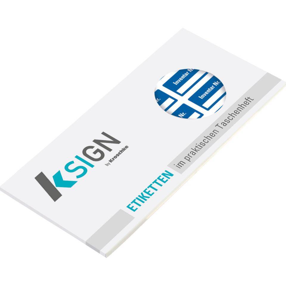 Inventaretikett Inventar-Nr., blau, Folie, Klappkaschierung, 40x20mm, 80/Heft