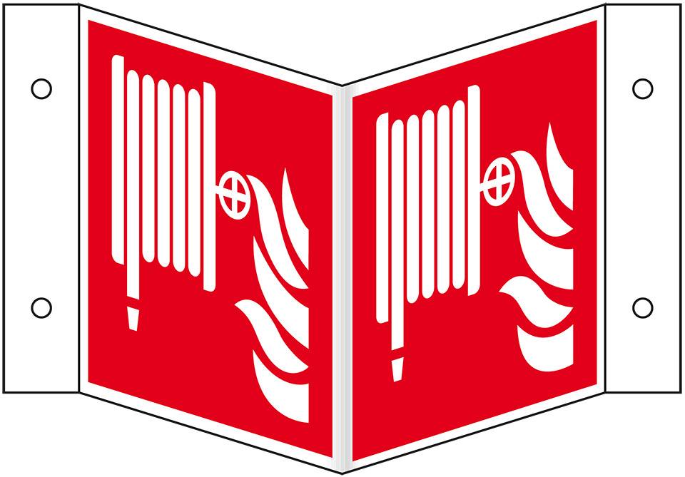 Brandschutz-Nasenschild Löschschlauch, Kunststoff, 200x200mm, ASR A1.3, DIN EN ISO 7010 F002