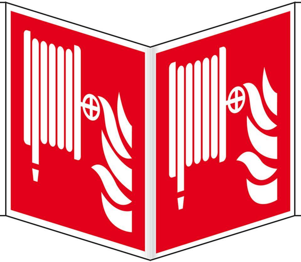 Brandschutz-Nasenschild Löschschlauch, Kunststoff, 200x200mm, ASR A1.3, DIN EN ISO 7010 F002