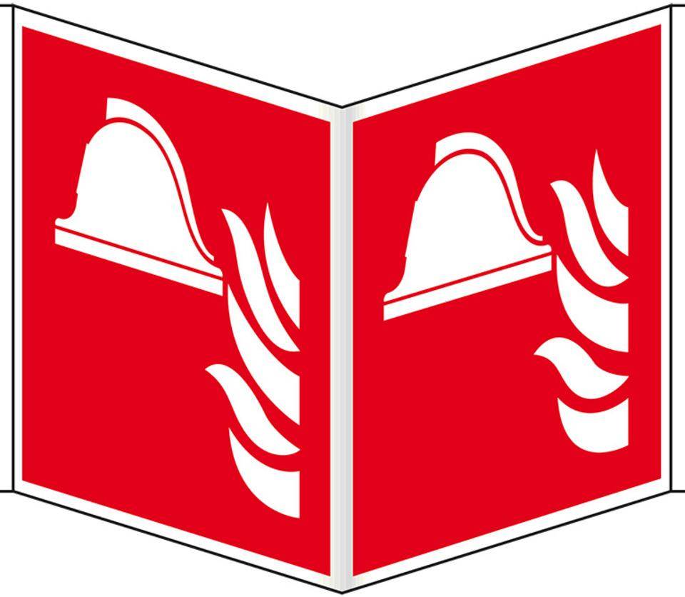 Brandschutz-Nasenschild Brandbekämpfung, Kunststoff, 200x200mm, ASR A1.3, DIN EN ISO 7010 F004