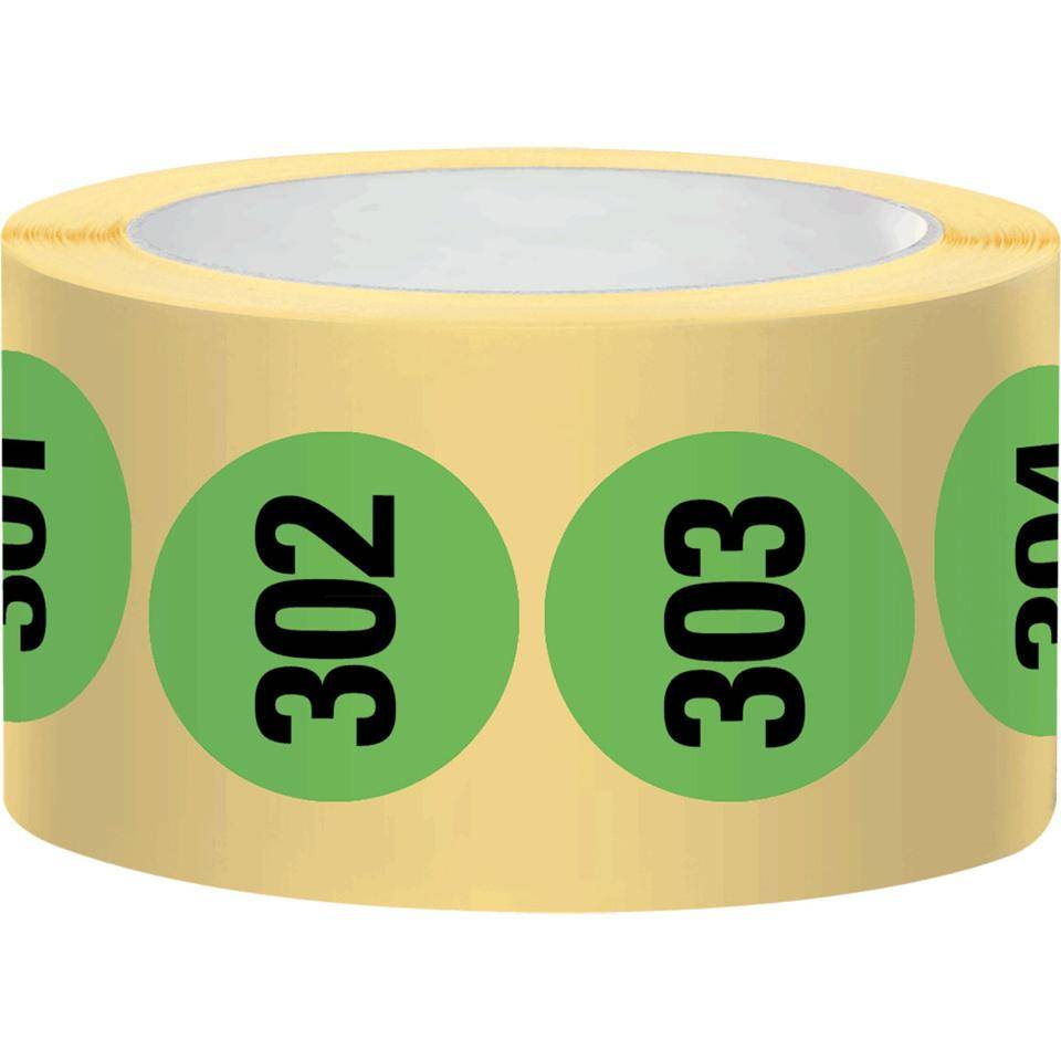 Markierungspunkt, numeriert 001-500, hellgrün, Haftpapier, ablösbar, Ø 25mm, 500/Rolle
