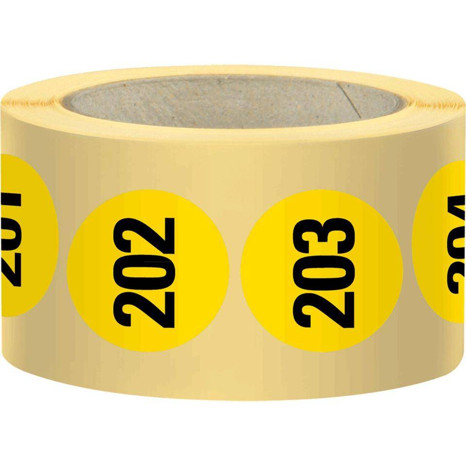 Markierungspunkt, numeriert 001-500, hellgelb, Haftpapier, ablösbar, Ø 25mm, 500/Rolle